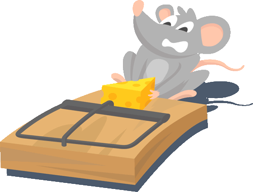 rata animada con trampa capturadora